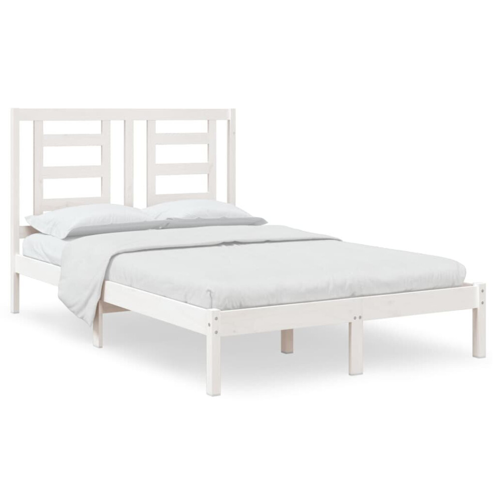 vidaXL Solid Wood Pine Bed Frame White 120x200 cm Wooden Bedstead Bed Base