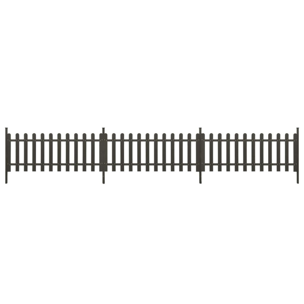 vidaXL 3x Picket Fence with Posts WPC Garden Outdoor Patio Fence Panel Barrier