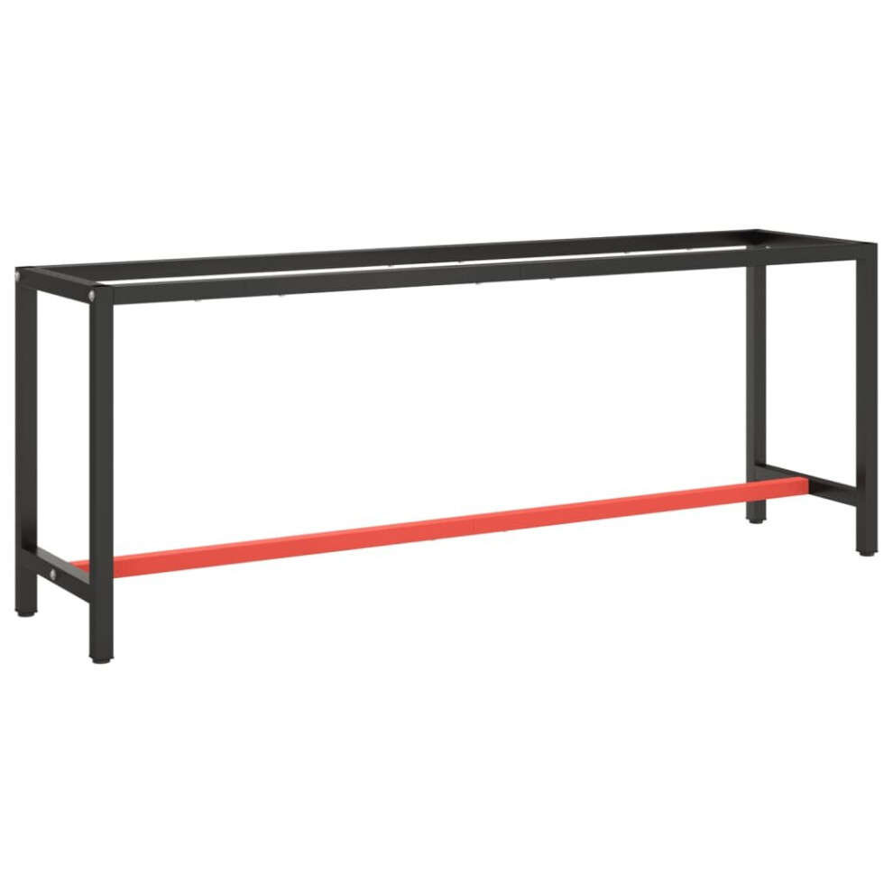 vidaXL Work Bench Frame Matte Black and Matte Red Metal Table Frame Bracket
