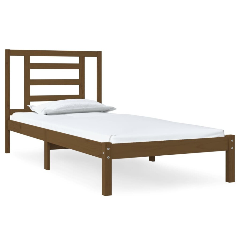 vidaXL Solid Wood Pine Bed Frame Honey Brown 100x200 cm Bedstead Bed Base