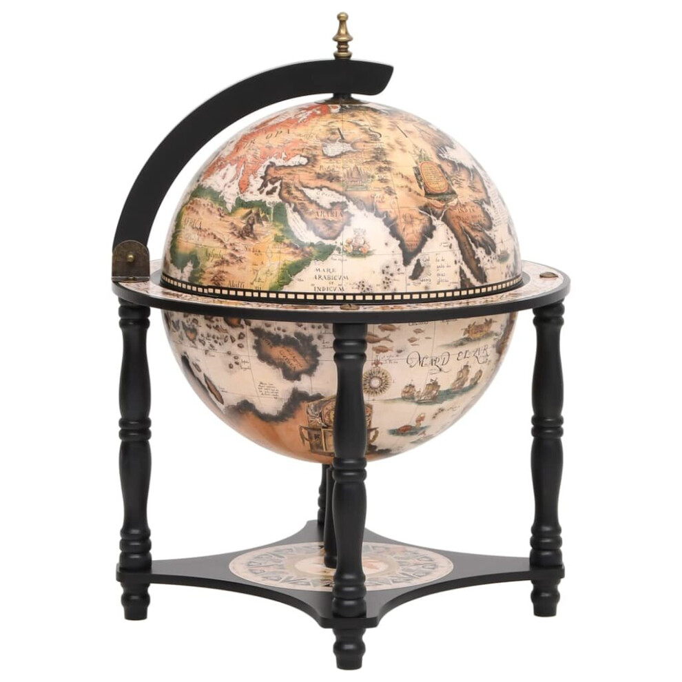 Vidaxl Solid Wood Eucalyptus Globe Bar Wine Stand Black Wooden Wine Storage