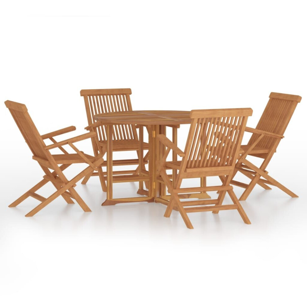 Vidaxl Solid Wood Teak Folding Outdoor Dining Set 5 Piece Wooden Dining Set