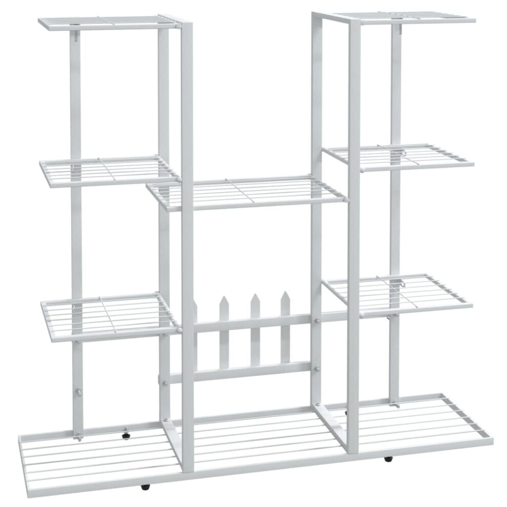 vidaXL Flower Stand 94.5x25x89 cm White Iron Plant Rack Corner Plant Shelf