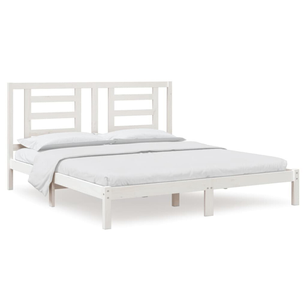 Vidaxl Bed Frame Platform Bed White Solid Wood 180X200 Cm Super King Size