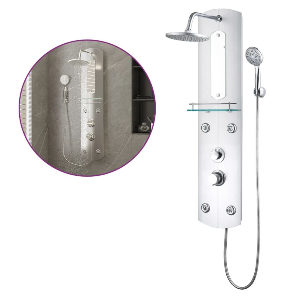 vidaXL Shower Panel Unit Silver Rain Mixer Shower Tower Faucet Set Bath Jet