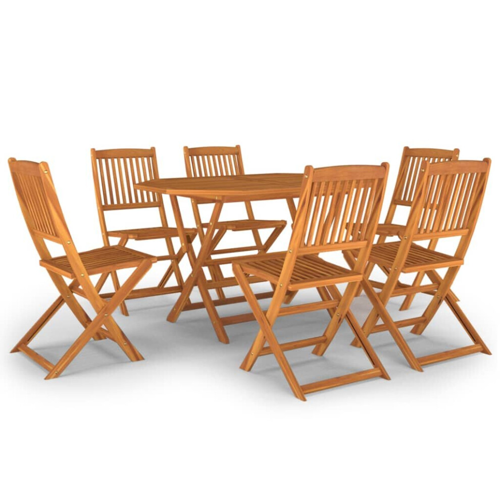 Vidaxl Solid Wood Acacia Garden Dining Set 7 Piece Dinner Table And Chair