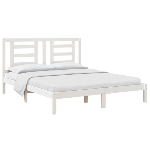 VidaXL vidaXL Solid Wood Pine Bed Frame White 160x200 cm Wooden Bedstead Bed Base 2