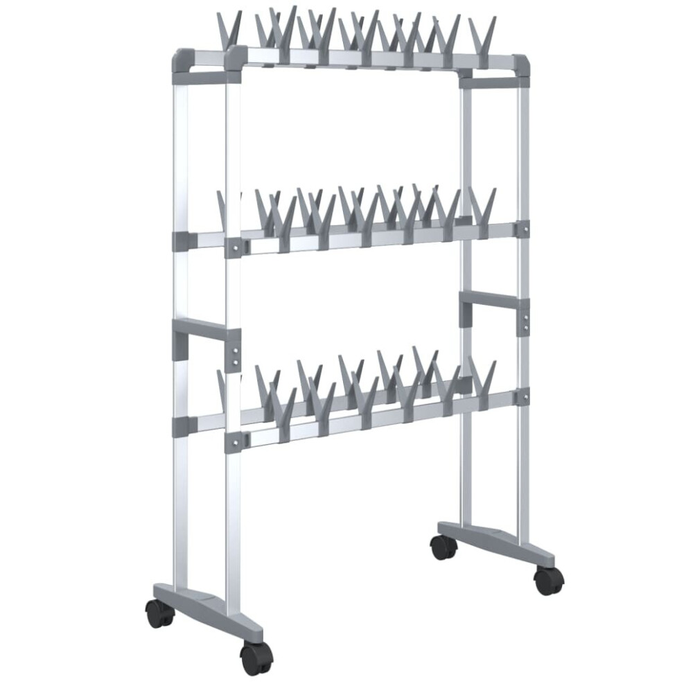 vidaXL Shoe Rack with Wheels Silver Shoe Organiser Shelf Stand Storage Unit