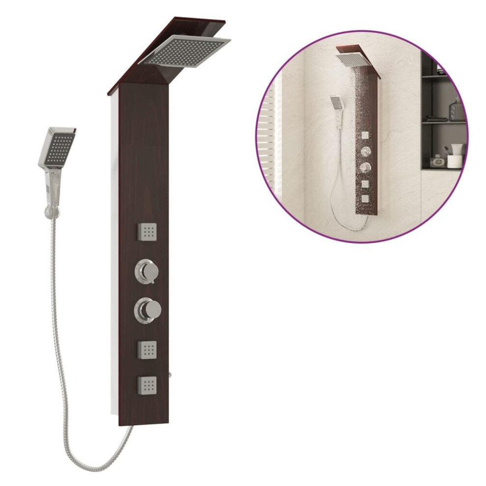 Vidaxl Shower Panel System Glass Brown Rain Mixer Shower Faucet Set Bath Jet