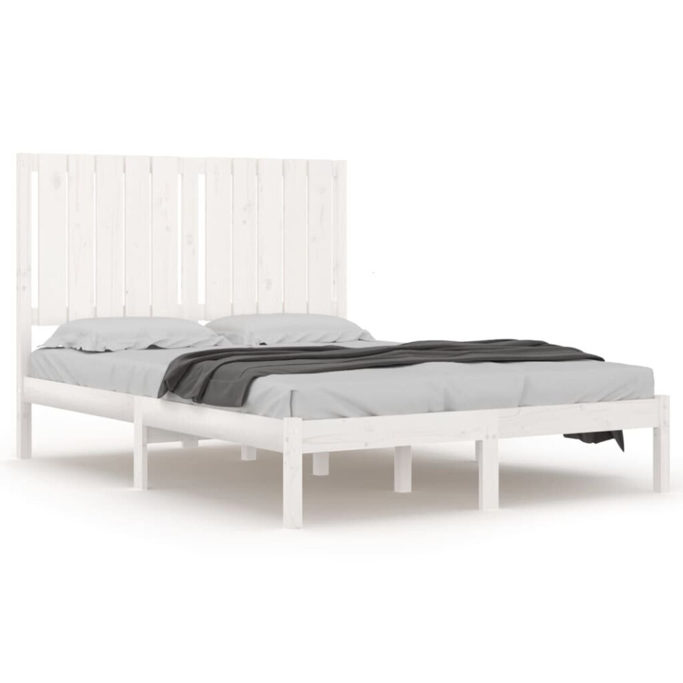 vidaXL Bed Frame Bed Base Wooden Bed White Solid Wood 120x190 cm Small Double