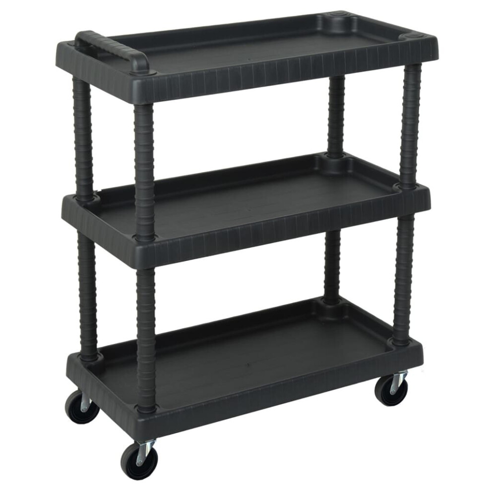 Vidaxl 3-Tier Workshop Tool Trolley Storage Rolling Cart Utility Cart Pp Black