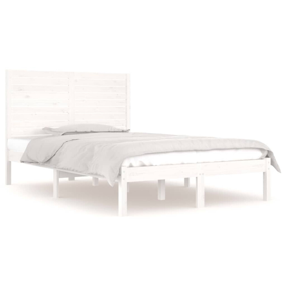 vidaXL Bed Frame Bed Base Wooden Bed White Solid Wood 120x190 cm Small Double