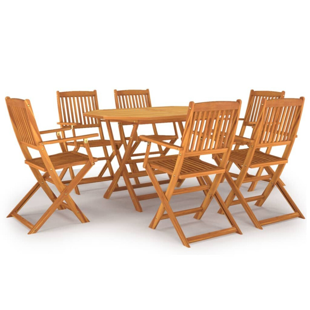 vidaXL Solid Wood Acacia Garden Dining Set 7 Piece Dinner Table And Chair