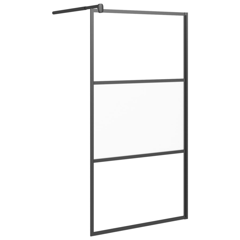Vidaxl Walk-In Shower Wall 100X195 Cm Half Frosted Esg Glass Black Shower Wall