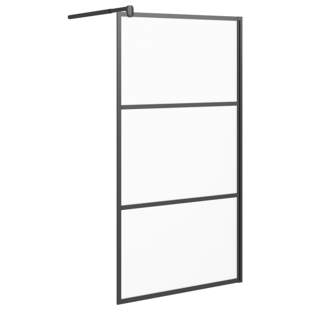 Vidaxl Walk-In Shower Wall 100X195 Cm Frosted Esg Glass Black Shower Screen