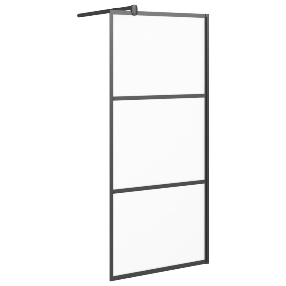 vidaXL Walk-in Shower Wall 90x195 Cm Frosted ESG Glass Black Shower Screen