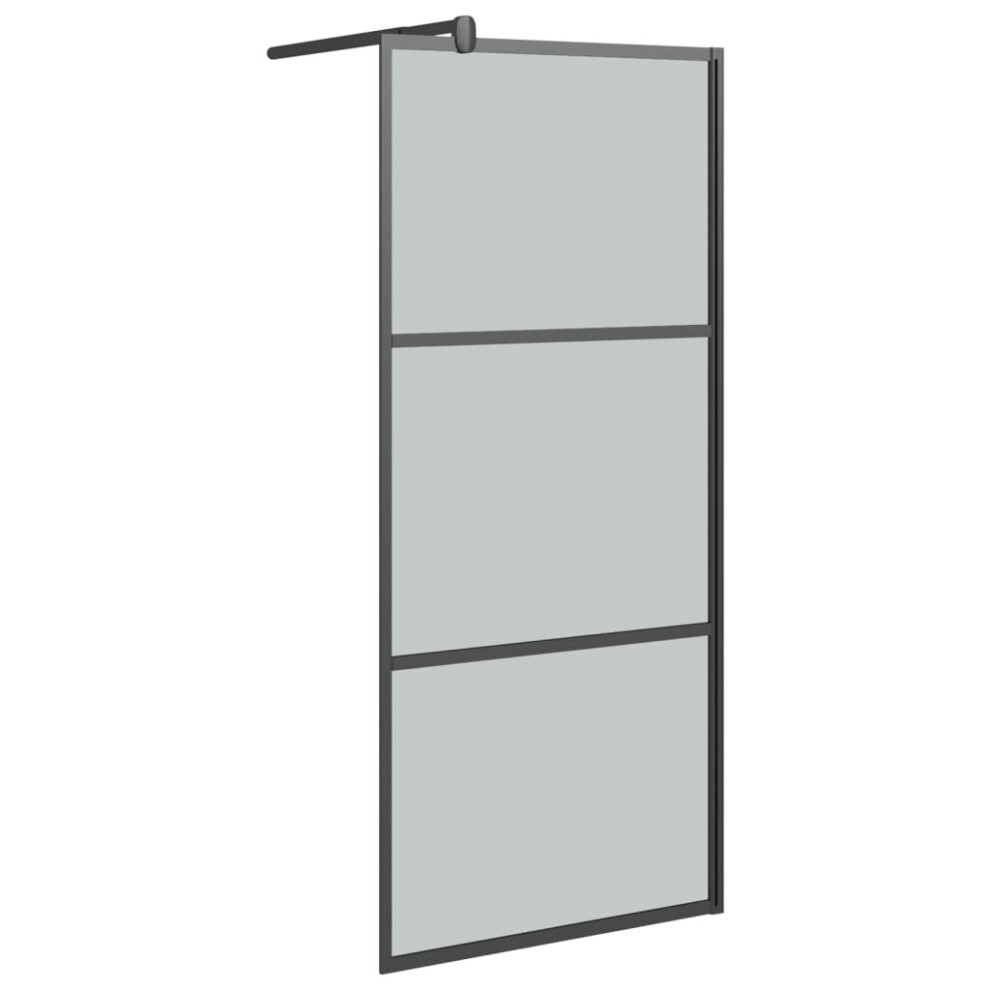 vidaXL Walk-in Shower Wall 80x195cm Dark ESG Glass Black Shower Enclosure