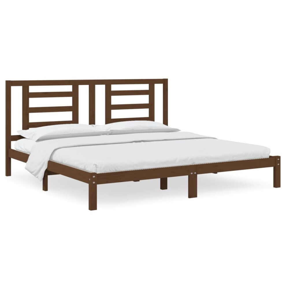 New Vidaxl Solid Wood Pine Bed Frame Honey 200X200 Cm Bedstead Bed Base Brown