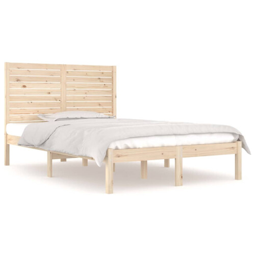 VidaXL vidaXL Bed Frame Bed Base Wooden Platform Bed Solid Wood 135x190 cm Double