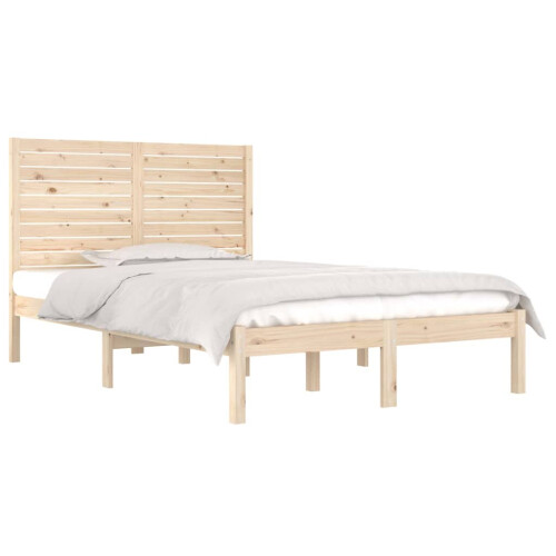 VidaXL vidaXL Bed Frame Bed Base Wooden Platform Bed Solid Wood 135x190 cm Double 2