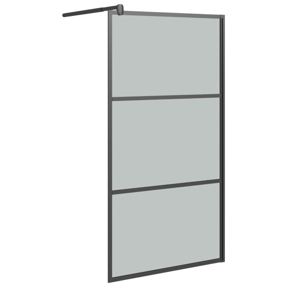 Vidaxl Walk-In Shower Wall 100X195cm Dark Esg Glass Black Shower Enclosure