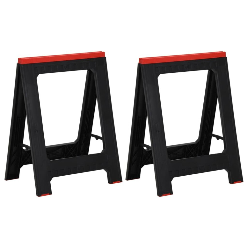 vidaXL 2x Foldable Work Trestles Black and Red Polypropylene 350 kg Trestle