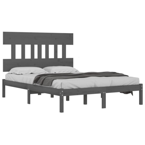 VidaXL vidaXL Solid Wood Bed Frame Grey 200x200 cm Wooden Bedstead Platform Bed Frame 2