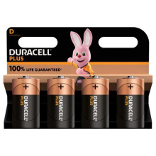 Duracell Plus Power D Batteries – Pack of 4 (MN1300B4PLUS) Long-Lasting Alkaline Power for Everyday Devices