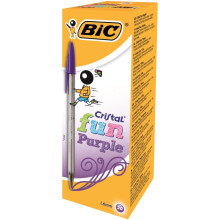BIC Cristal Fun Purple Ballpoint Pen Pack of 20 - 1.6mm Tip, 0.42mm Line, Smoke Barrel 929055