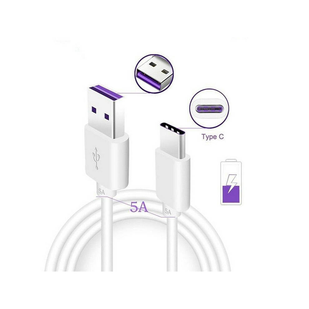 Type C 5A Super Fast Charging Cable 1M - White 5055546036766