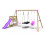 Rebo (Halley, Pink) Rebo Wooden Swing Set plus Deck & Slide 1