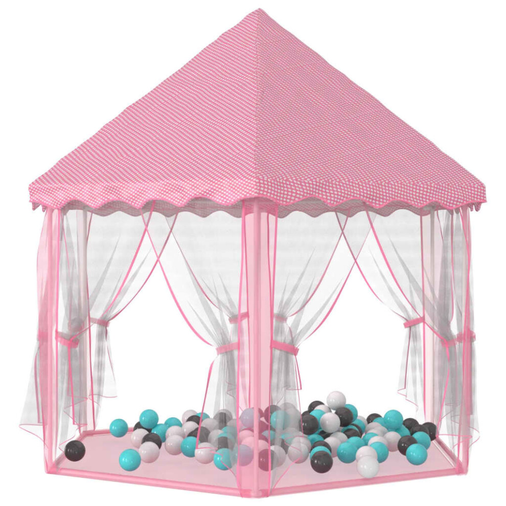 vidaXL Princess Play Tent with 250 Balls Pink Children Play House Game Tent