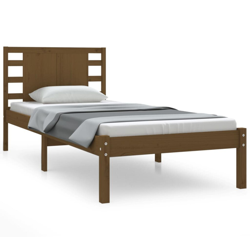 vidaXL Solid Wood Pine Bed Frame Honey Brown 100x200 cm Bedstead Bed Base