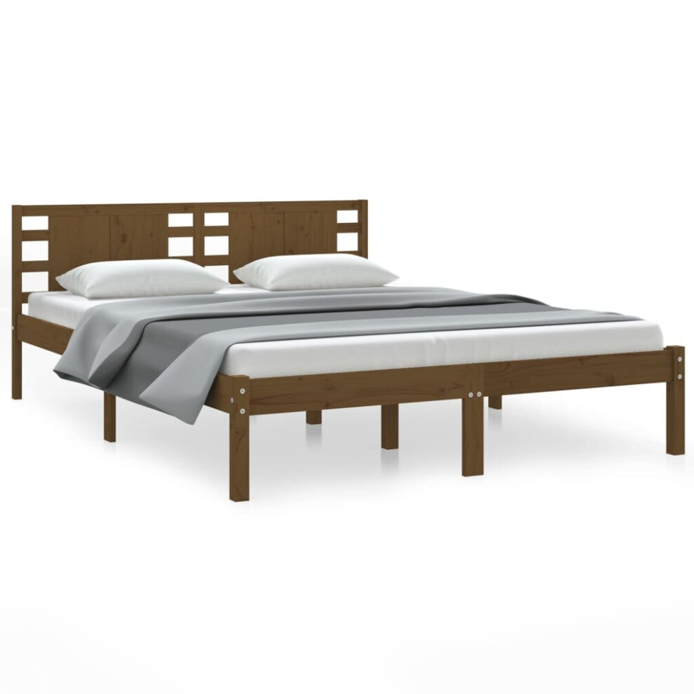 vidaXL Solid Wood Pine Bed Frame Honey Brown 120x200 cm Bedstead Bed Base