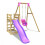 Rebo (Pluto, Pink) Rebo Wooden Swing Set plus Deck & Slide 5