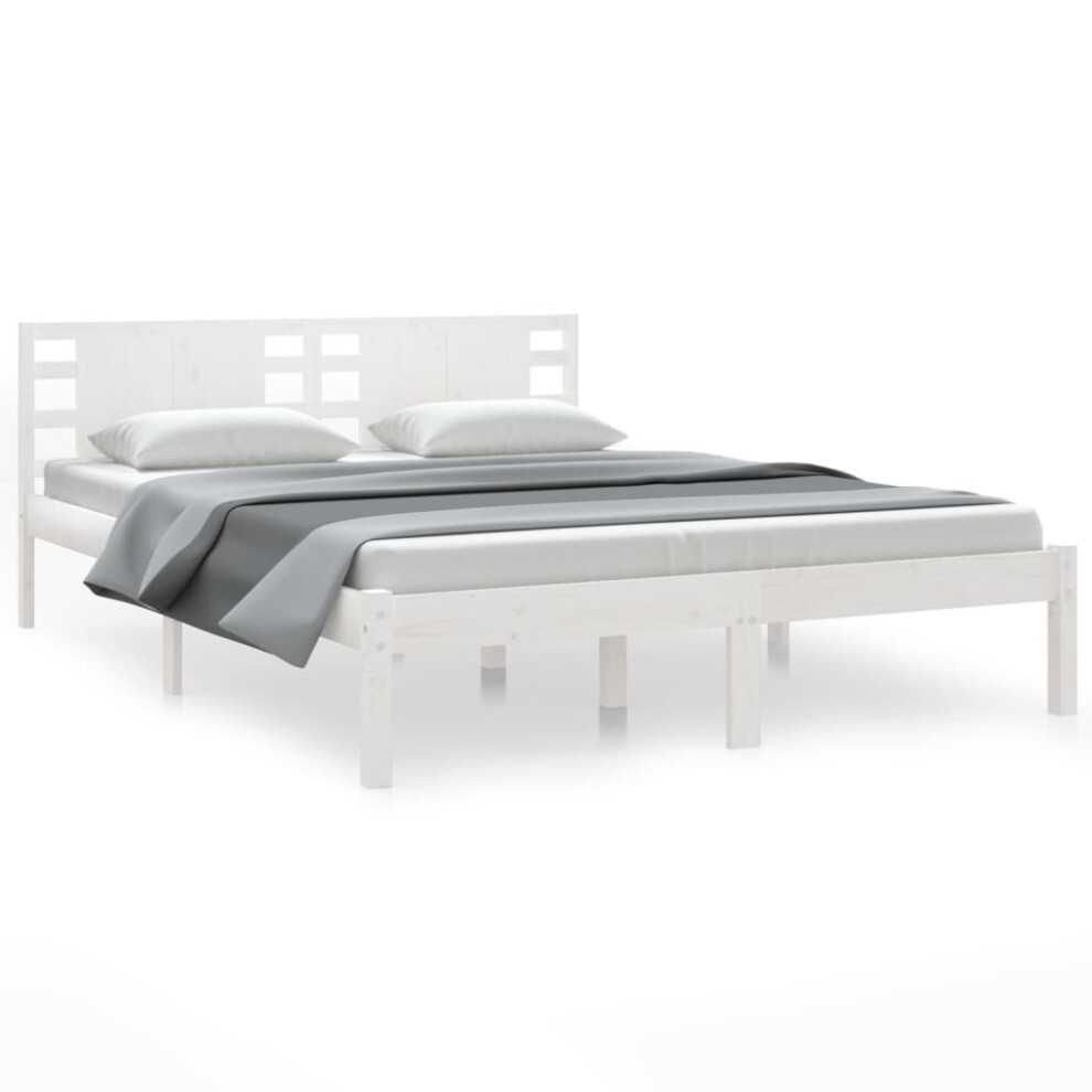 vidaXL Solid Wood Pine Bed Frame White 120x200 cm Bedstead Platform Bed Frame