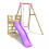 Rebo (Solar, Pink) Rebo Wooden Swing Set plus Deck & Slide 5