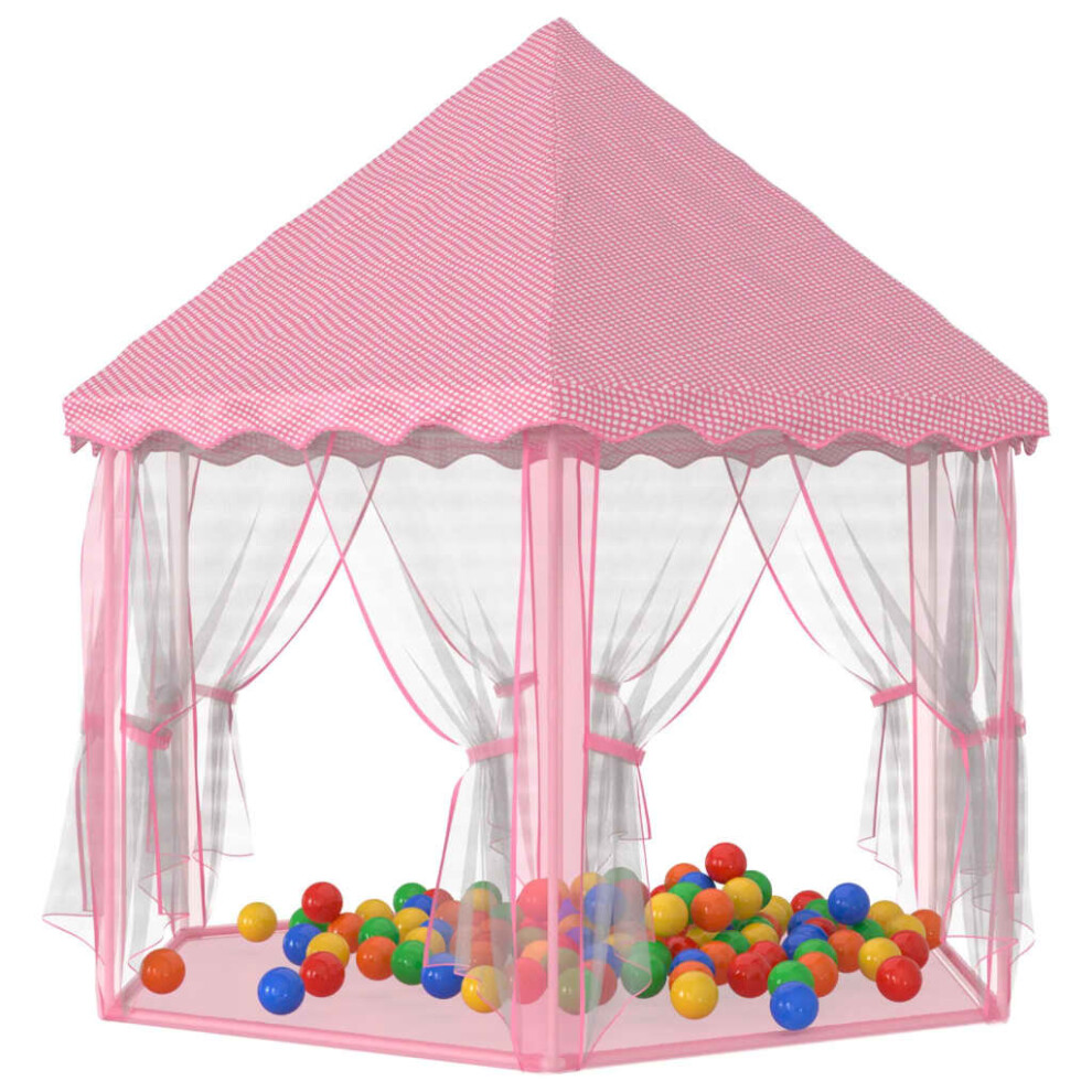 vidaXL Princess Play Tent with 250 Balls Pink Children Play House Game Tent