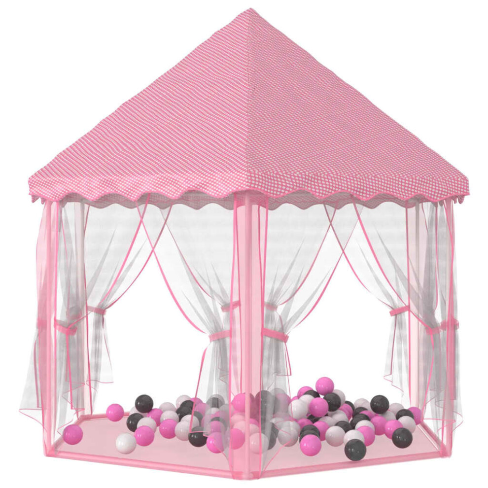 vidaXL Princess Play Tent With 250 Balls Pink Children Play House Game Tent