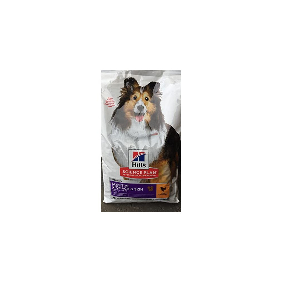 Hills Science Adult 1+ Sensitive Stomach And Skin Medium With Chicken Dry Dog Food 14kg