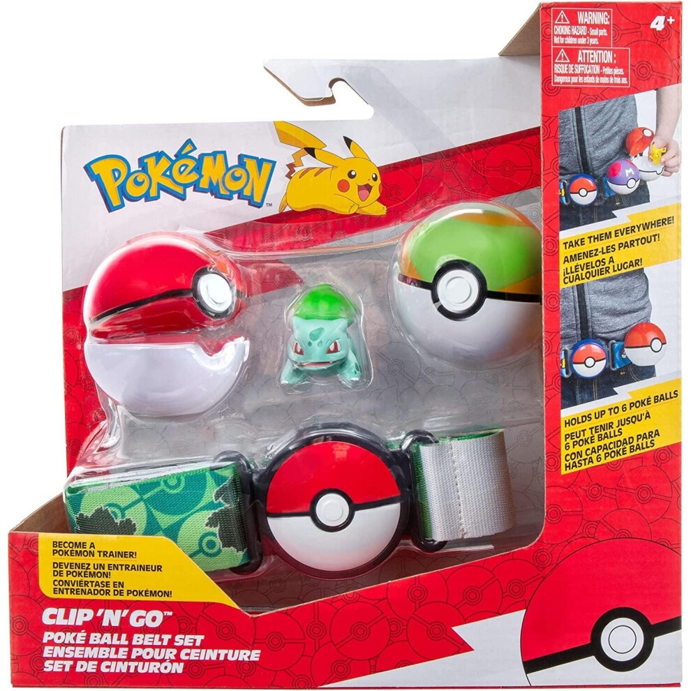 Pokemon Clip 'N' Go PokÃ© Ball Belt Set BULBASAUR-image-OPC-P9RTHJY-NEW