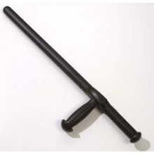 Playwell Plastic Tonfa – 22in One-Piece, Grooved Handle, Black, Training-Grade, Sold as Singles