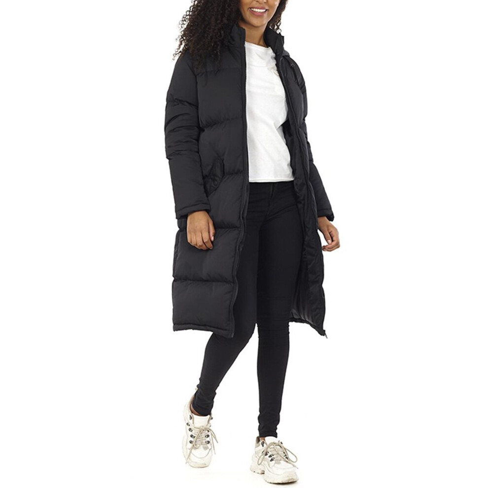 (UK 8) Brave Soul Womens Long Padded Puffer Hood Coat