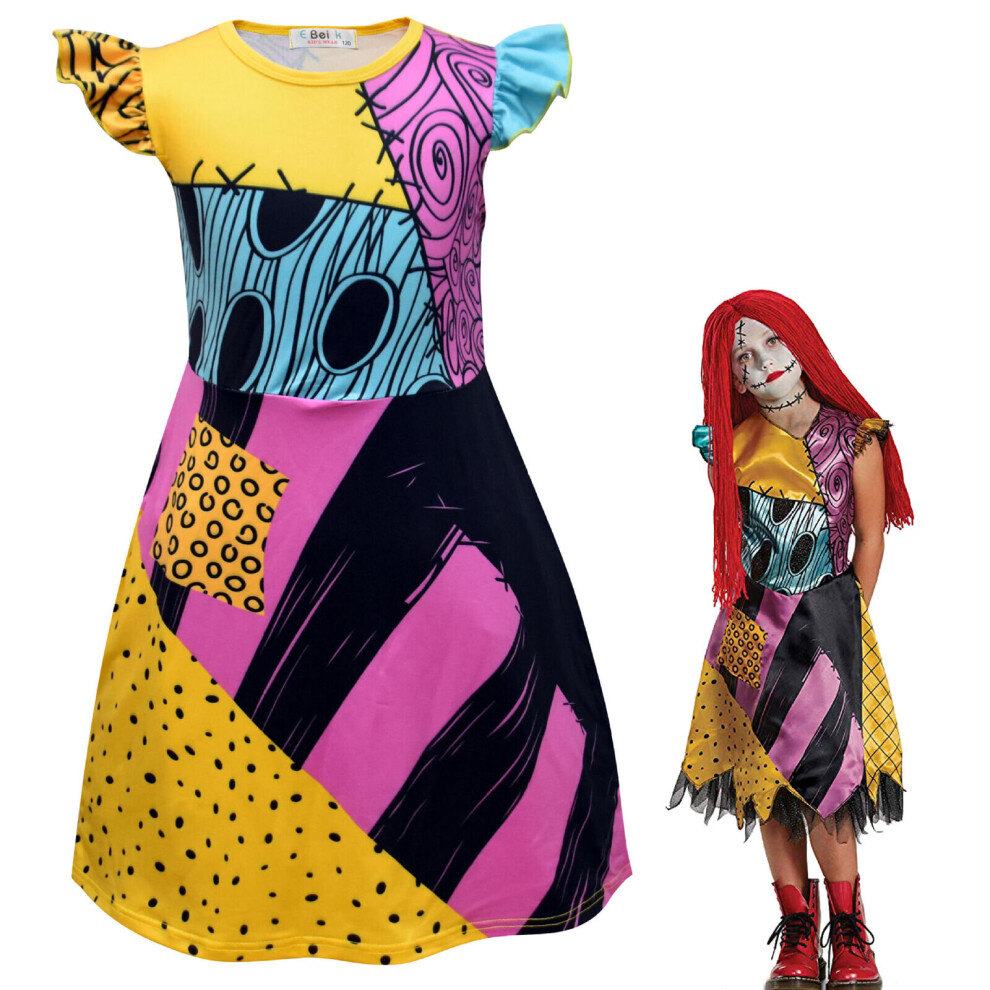 Photos - Fancy Dress (4T) The Nightmare Before Christmas Sally Girls Dress Halloween Cosplay Costume Dress Multicoloured