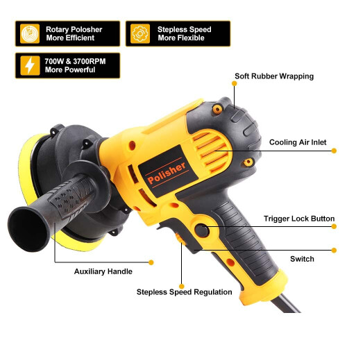 5" Rotary Car Polisher Buffer Waxing Machine Kit Variable Speed Polish Towel Pad 2