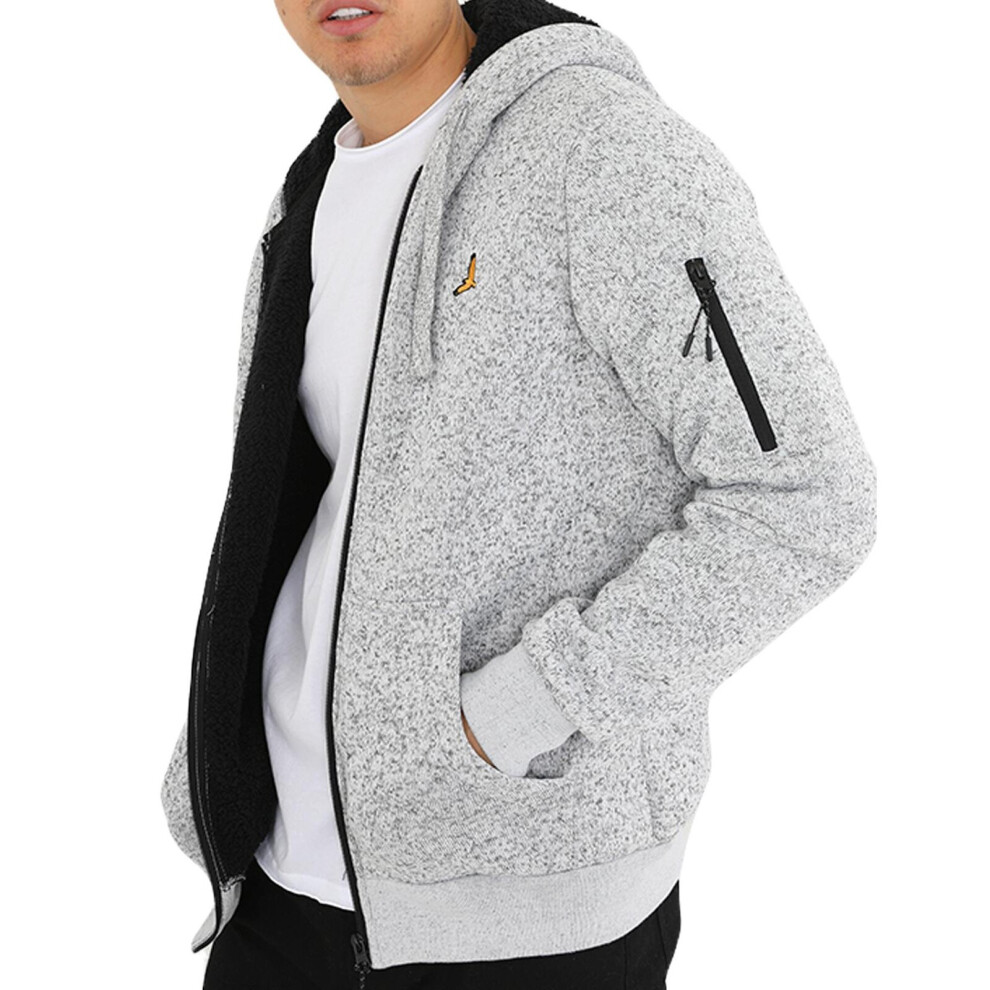 (XL, Grey) BRAVE SOUL Mens Hoodie Zipper Warm Knit Hooded