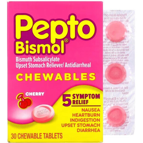 Pepto Bismol, Comprimés à Croquer, Cerise, 30 Comprimés à Croquer