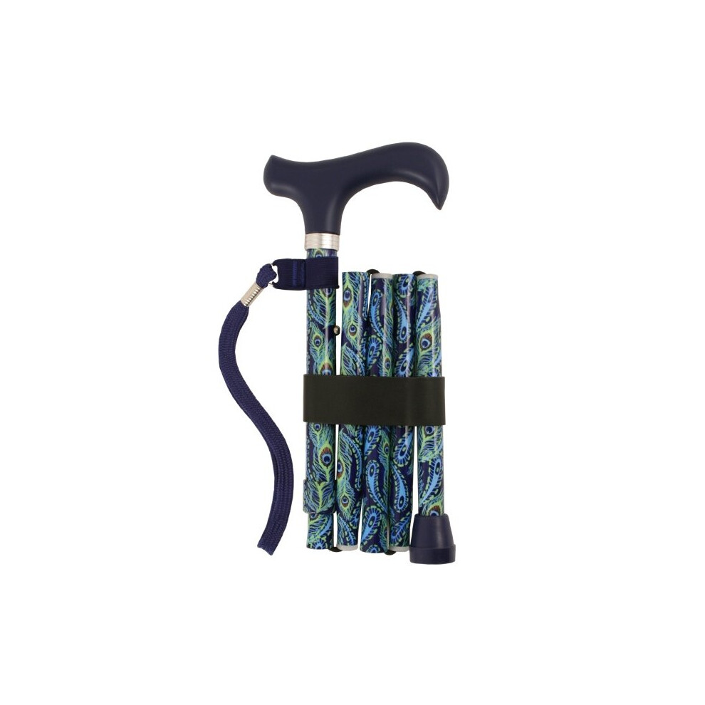 Charles Buyers Blue Foldable Walking Stick - 5 Sections - Peacock