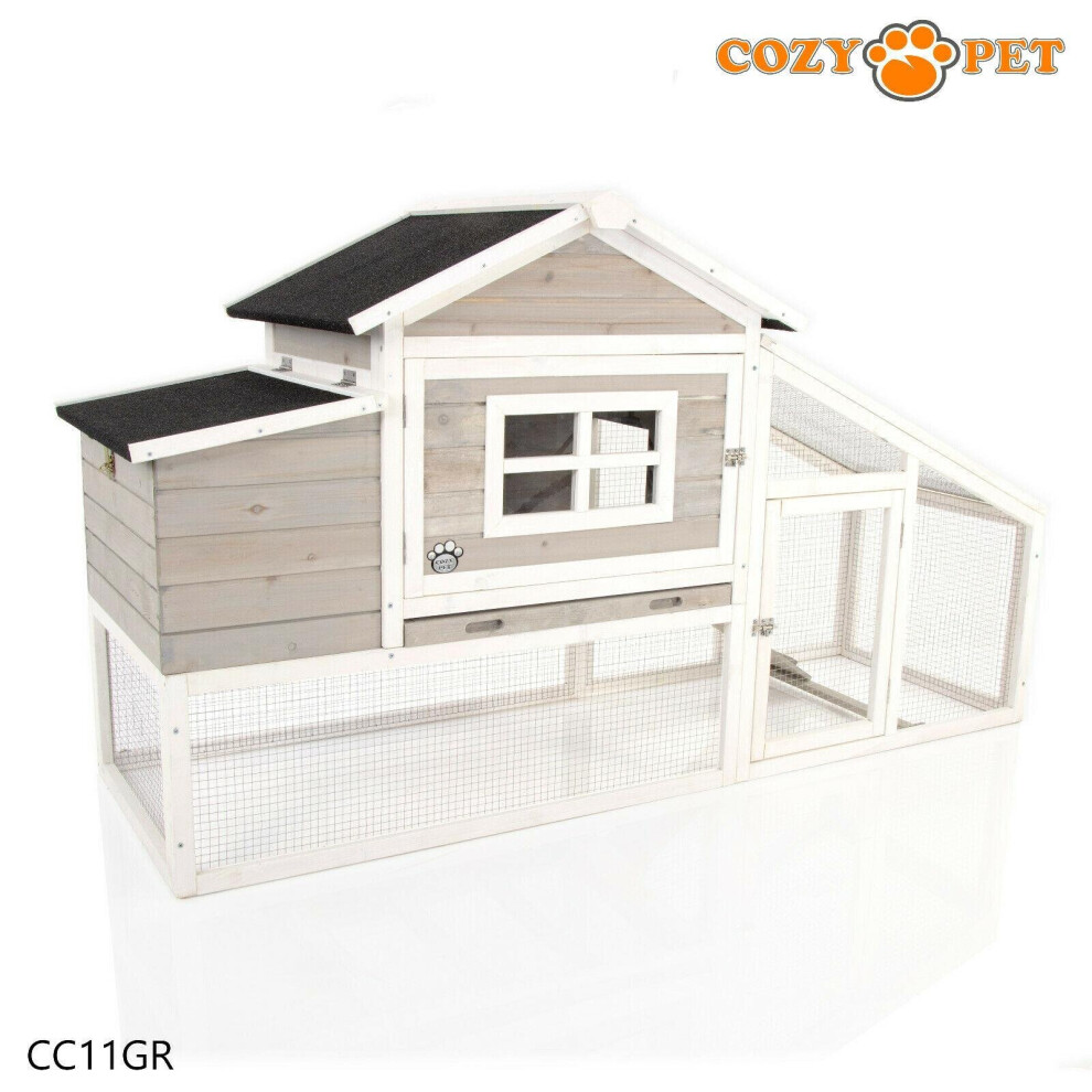 Chicken Coop Cozy Pet Grey Hen House Poultry Ark Rabbit Hutch Run Coup CC11GR