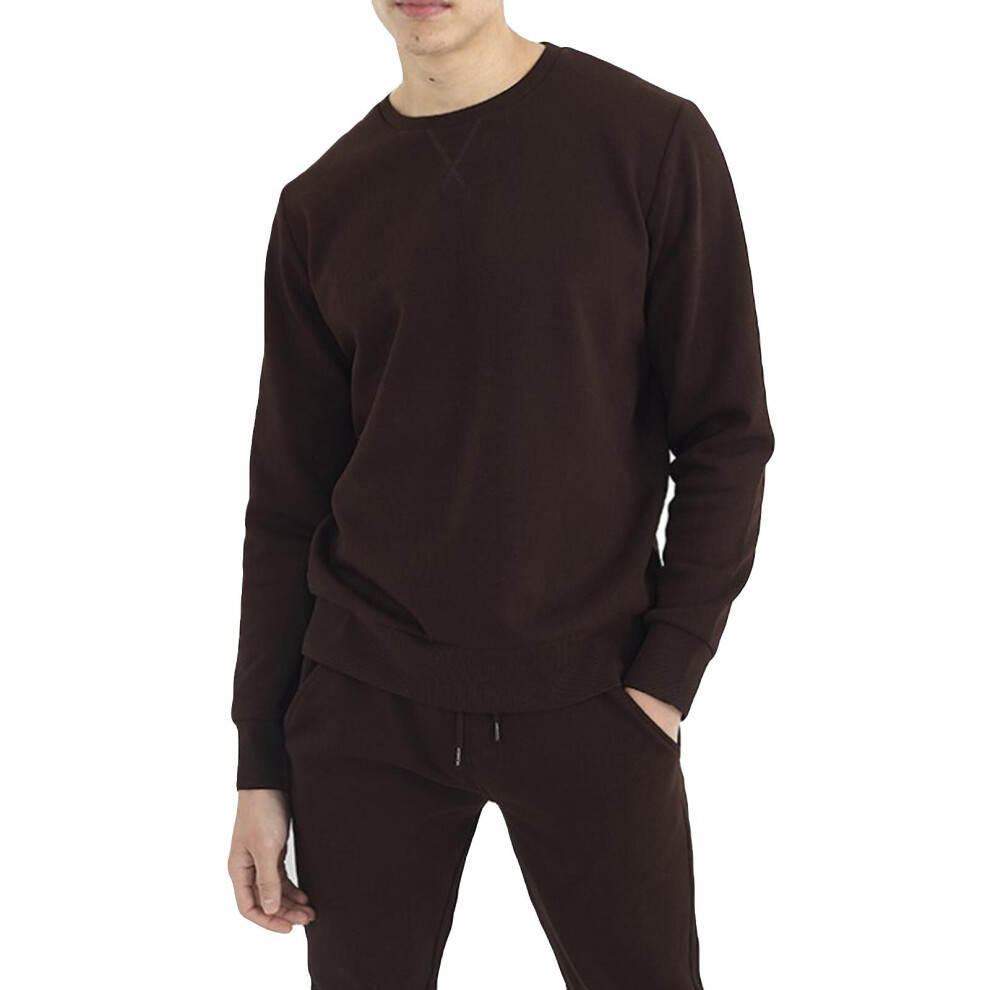 (Bitter Chocolate Grey, M) Mens Pullover Sweatshirt Soft Casual Knitwear Sweater Jumper Top